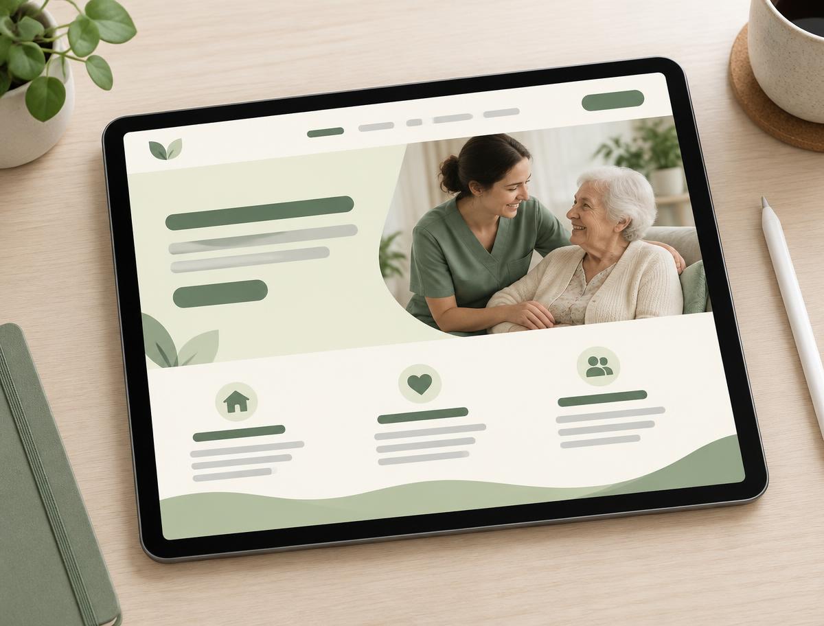 Ontwerpvoorbeeld website zorgorganisatie op tablet